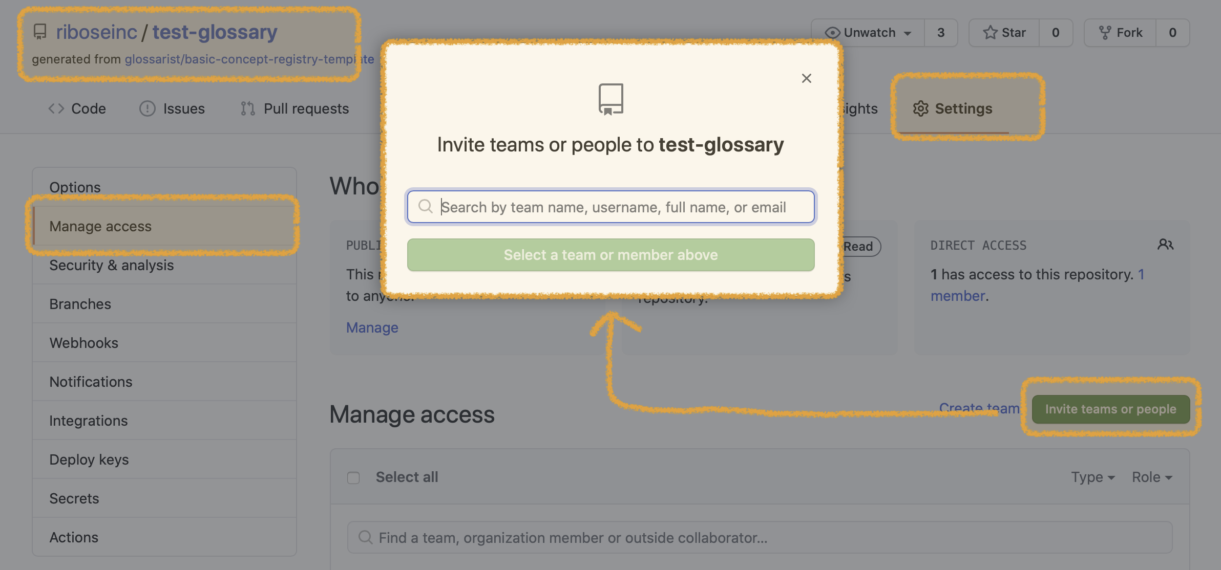 Inviting repository collaborators on GitHub
